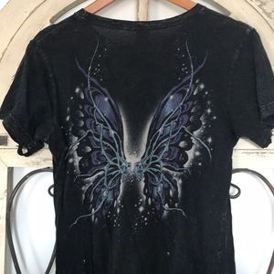 Sinful Tops - Black Distressed Sinful Tee Sinful Tops - Black Distressed Sinful Tee